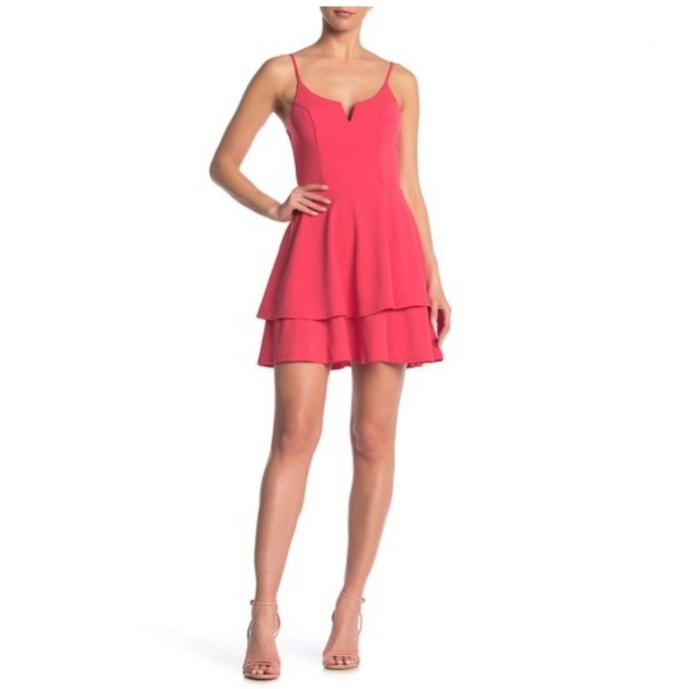 Nordstrom Coral Pink Tiered Mini Dress